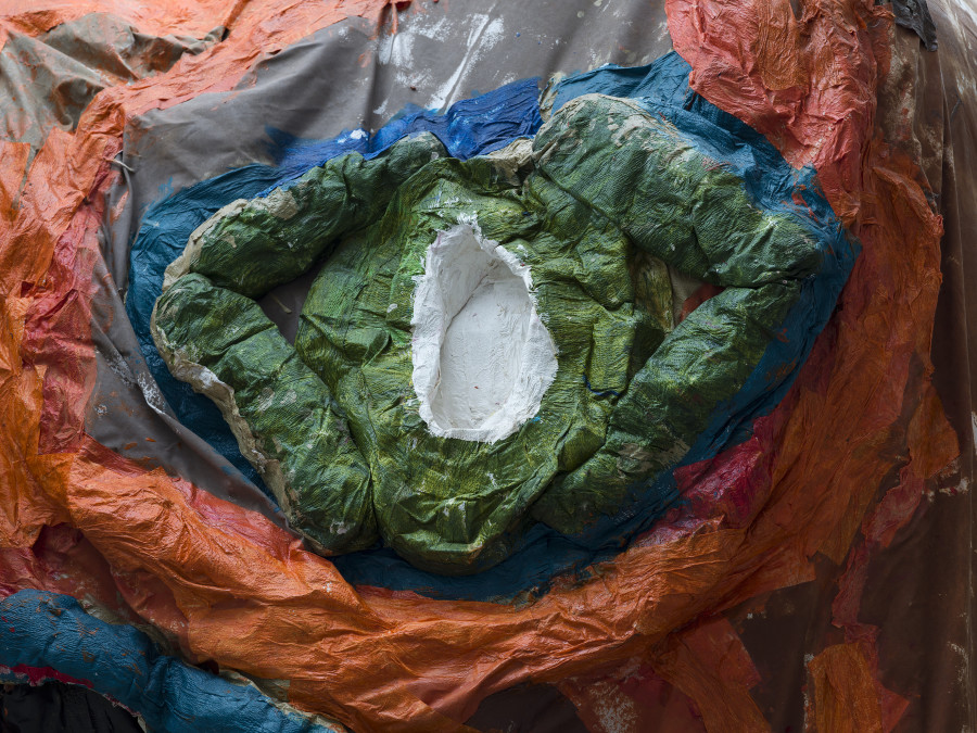 Exhibition view Monster Chetwynd «Profusion Protrusion», Cabaret Voltaire 2023; Monster Chetwynd, Il Tetto (detail), 2017. Photo: Cedric Mussano.