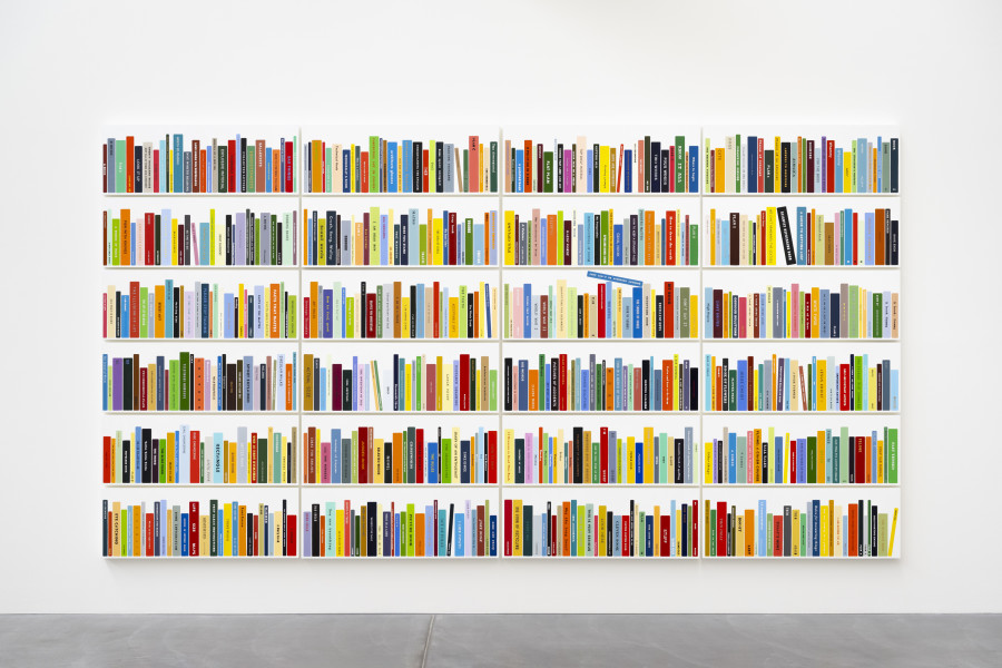 Exhibition view, John Wood & Paul Harrison, Love Songs for Desperados, view on, Some Painted Books, 2025, von Bartha, Basel, 2025. Photo: Andreas Zimmermann / von Bartha