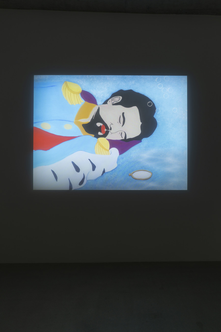 Julian Irlinger, Ludwig, 2024, Digital video, sound, 8 min (loop), Animation: Julian Irlinger; CGI: Alexander Pannier; sound effects: Burkhard Beschow; voices: Dominik Auerbach, Robert Heil; special thanks: Rosario Talevi. Damien & The Love Guru, 2024. Courtesy of the artist and Damien & The Love Guru, Brussels/Zürich. Photo: Claude Barrault