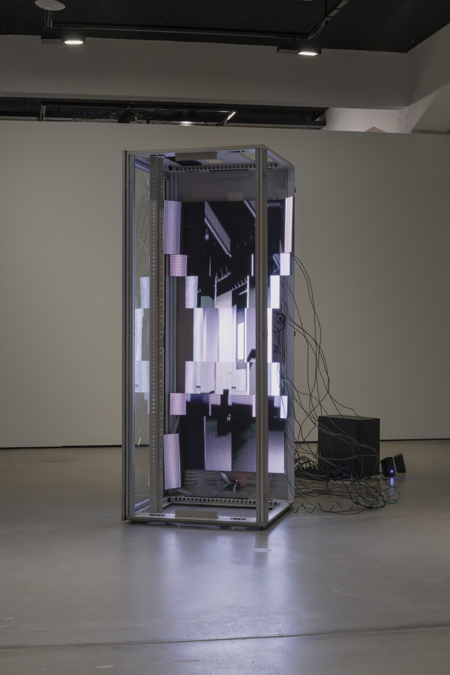 Lukas Truniger, Archives of infinite perspectives, 2026, «Lukas Truniger, Isabell Bullerschen, Rhona Mühlebach – Swiss Media Art – Pax Art Awards 2025», 2026, HEK, photo: Franz Wamhof