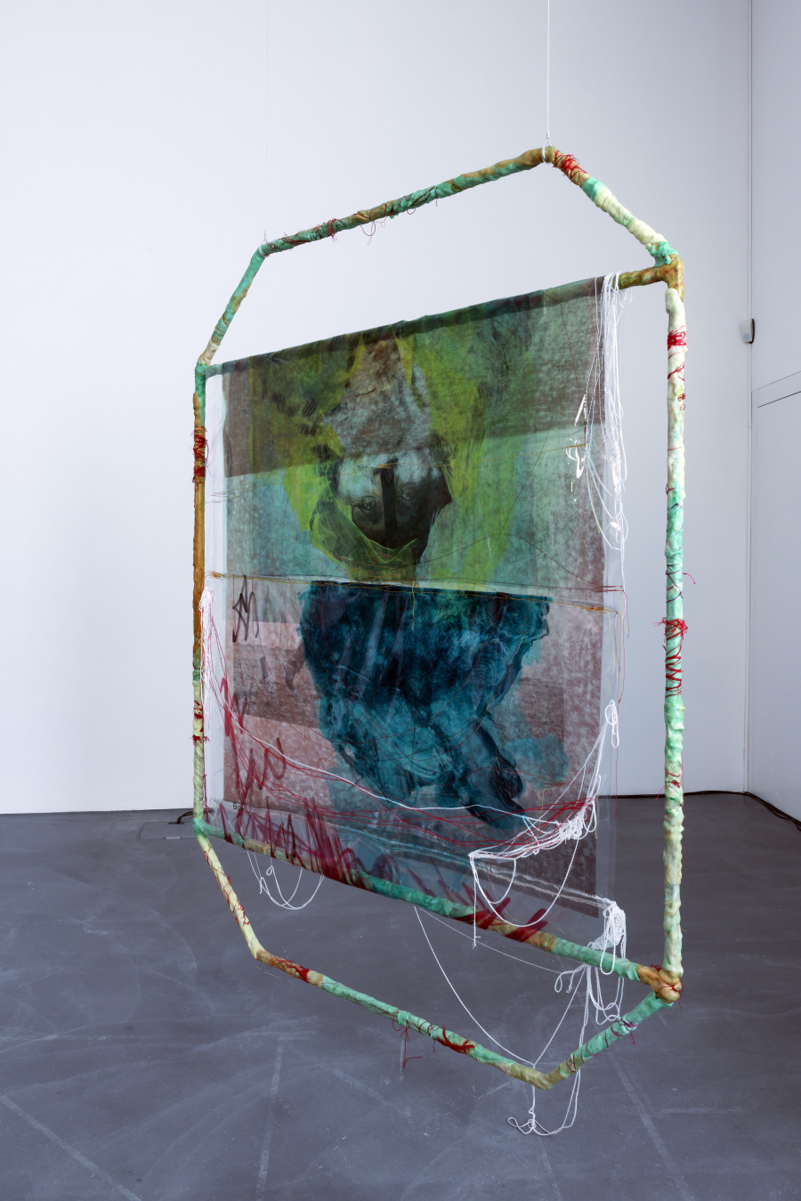 Installation view ‘Julien Creuzet - Orpheus was musing upon braised words (...)’, Luma Westbau, Zurich, 2023. Photo: Nelly Rodriguez