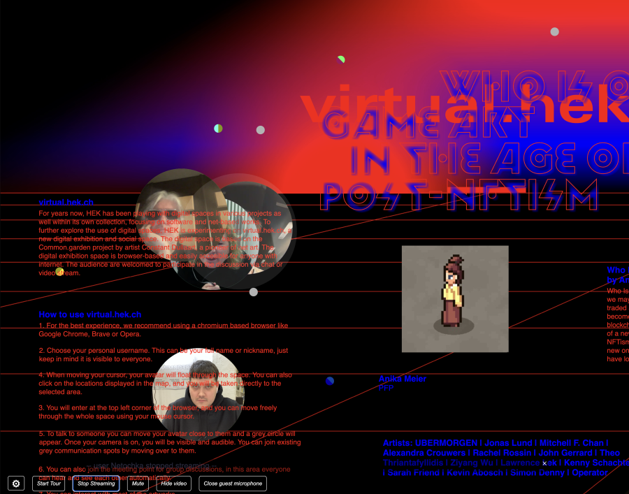 Virtula.hek.ch - Who is Online? Game Art in the Age of Post-NFTism - Vernissage Launch, 2023, HEK, Foto: HEK