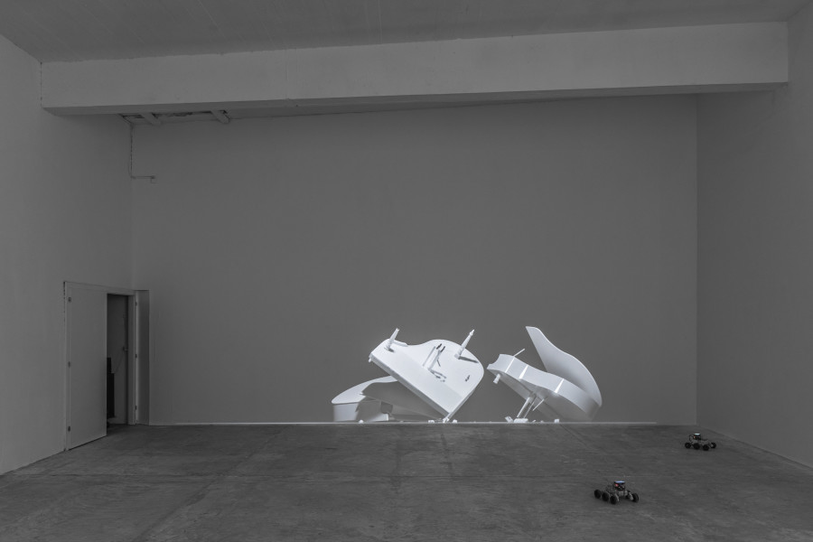 Installation view, alfatih, Looking Good as the World Falls Apart, CIRCUIT, Centre d’Art Contemporain, Lausanne, 2025. Photographer: Aude Mayer. © the artists, Aude Mayer, CIRCUIT Centre d’art contemporain Lausanne