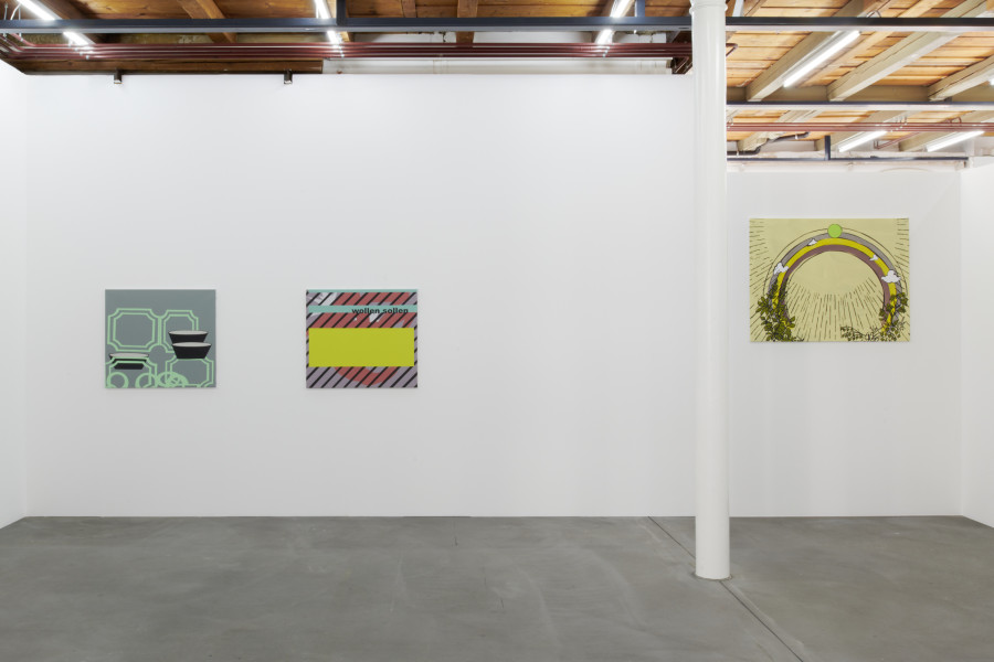 Exhibition view, Andreas Hochuli, The Year of the Babyshit Brown SUV, 2023. Photo : Guillaume Python. Courtesy of Kunsthalle Friart Fribourg and the artist