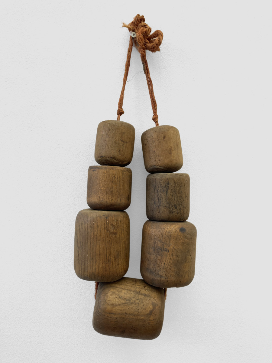 Bernhard Schobinger, Plumber’s Beads, 1995, Necklace made of lignum vitae (light boxwood), hemp cord, 51 x 18 x 9.5 cm, Neckline 88 cm