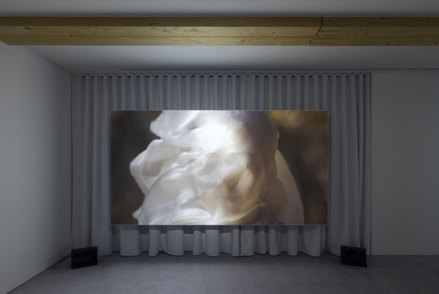 Saodat Ismailova, Melted Into The Sun, 2024. Installation view of “Lantern With No Walls”, Fondazione In Between Art Film at Tarmak 22, Gstaad, 2024. Courtesy of the artist and Fondazione In Between Art Film. Photo: Andrea Rossetti