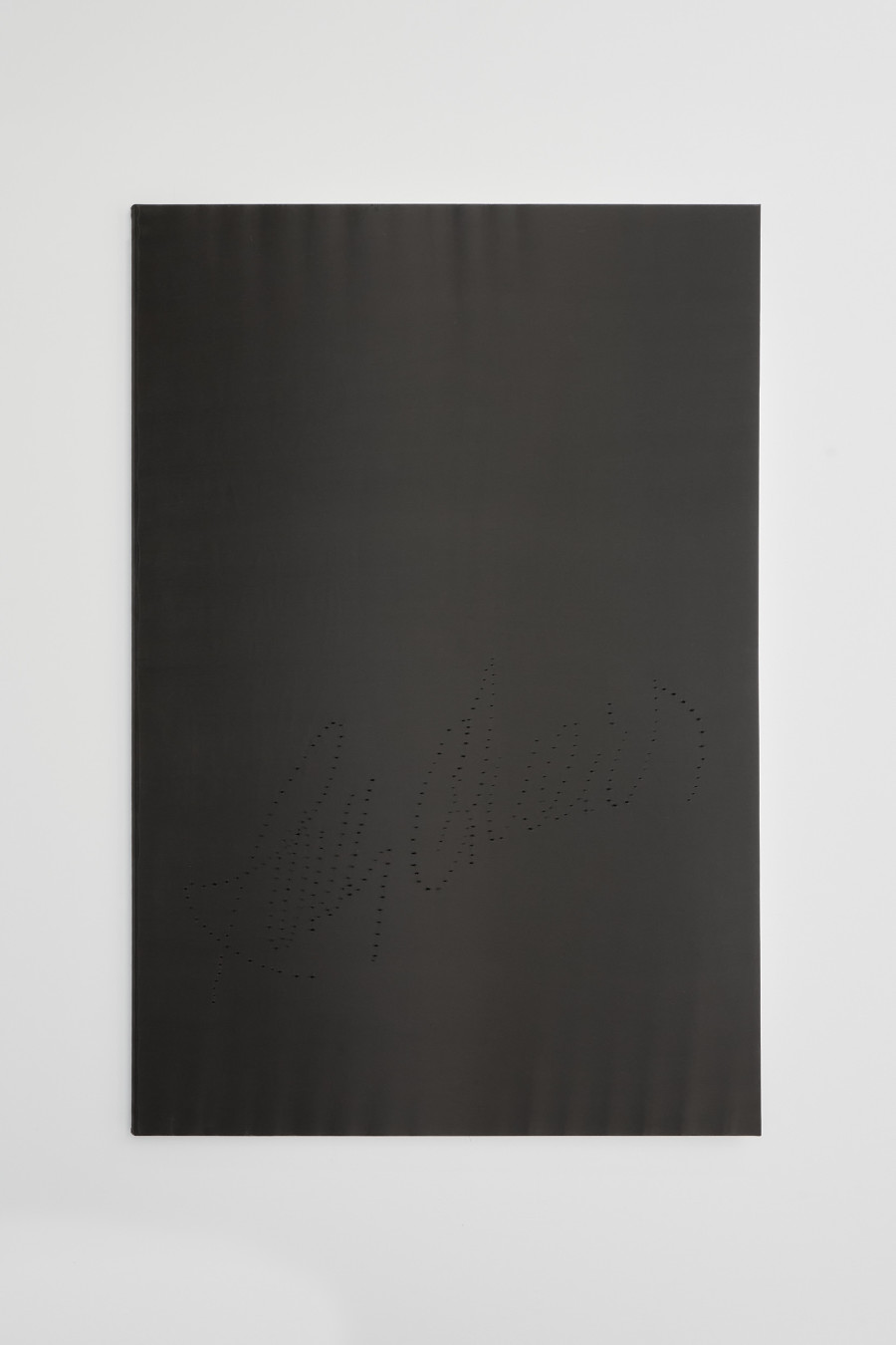 Valentina Vaccarella, L'important c'est d'aimer, 2026. Silk and holes. 105 × 155 cm. Photo credit: Philipp Rupp