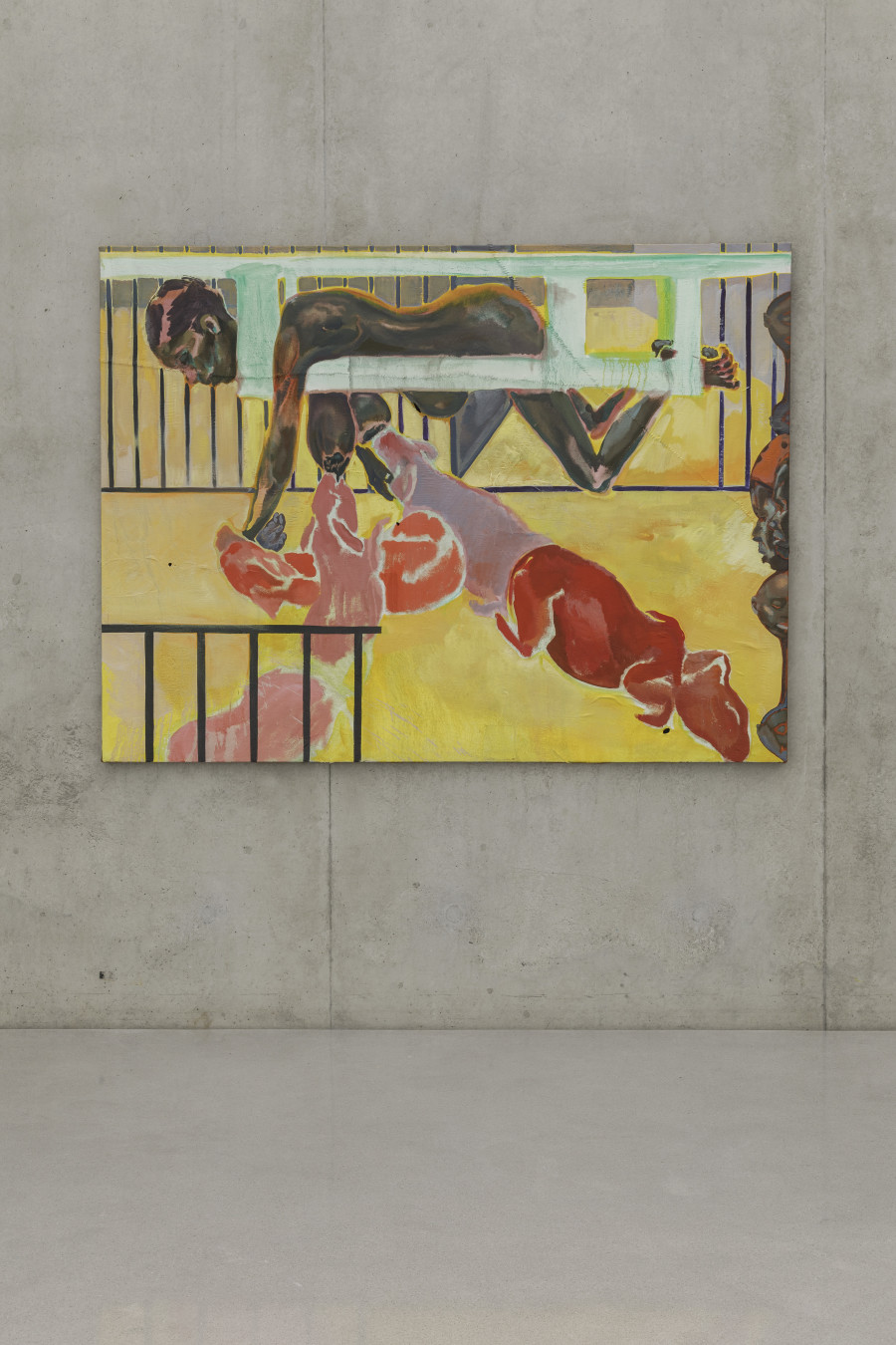 Michael Armitage, Mother’s Milk, 2022, Installation view third floor Kunsthaus Bregenz, 2023. Photo: Markus Tretter. Courtesy of the artist and Christen Sveaas Art Collection. © Michael Armitage, Kunsthaus Bregenz