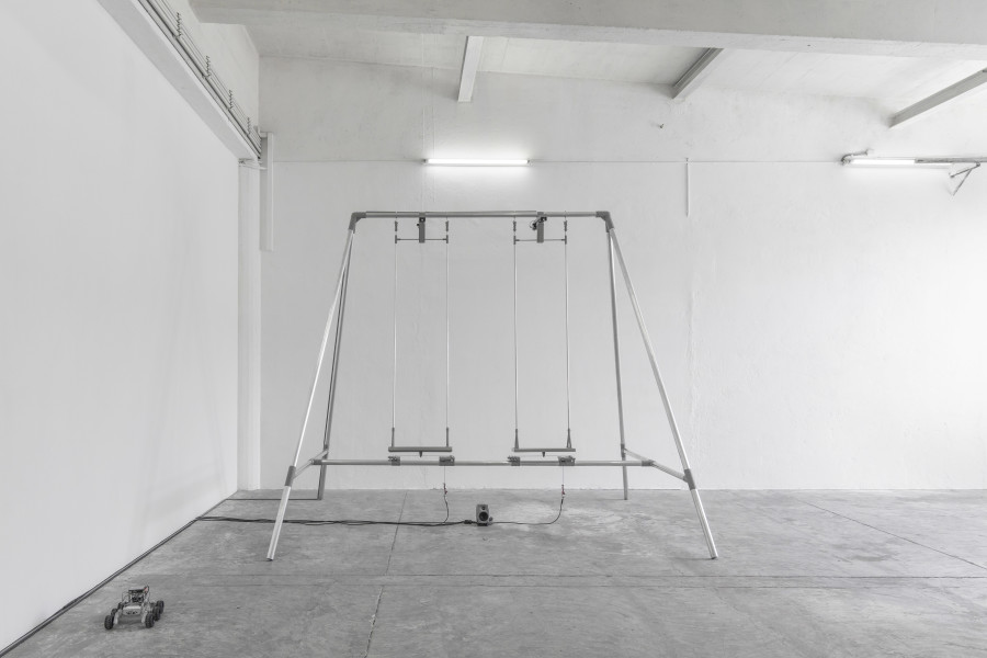 Installation view, alfatih, Looking Good as the World Falls Apart, CIRCUIT, Centre d’Art Contemporain, Lausanne, 2025. Photographer: Aude Mayer. © the artists, Aude Mayer, CIRCUIT Centre d’art contemporain Lausanne