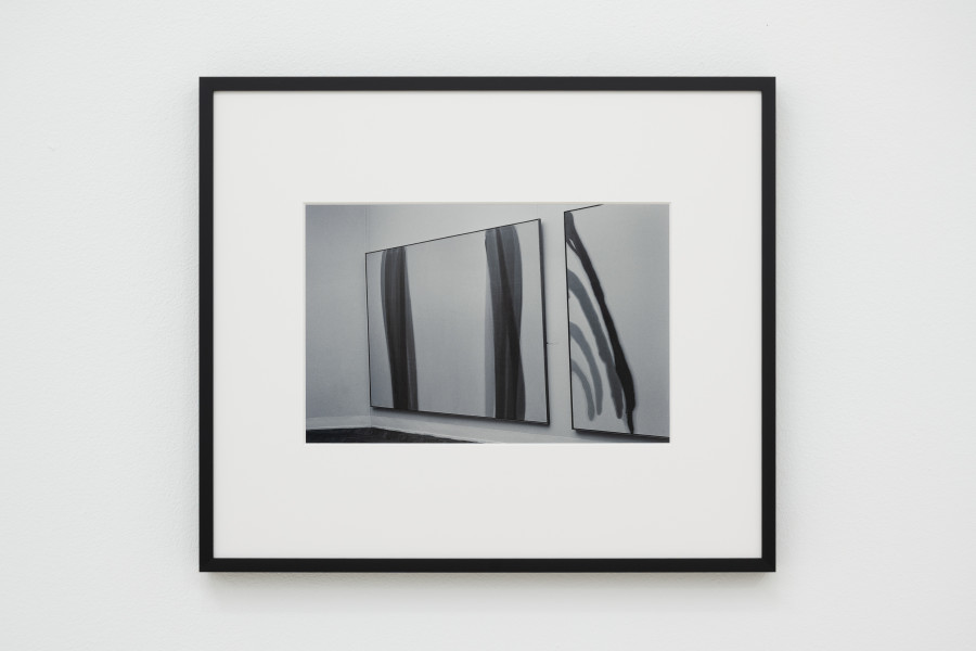 View of Untitled (Morris Louis at the 32th Venice Biennale) 1964, Inkjet print on paper, 2026, 32 x 38 cm, framed, at Ausstellungsraum Klingental, Basel, 2026 / Photo: Finn Curry / © Maria Netter, SIK-ISEA (Zürich); Courtesy: Fotostiftung Schweiz, Diogo Pinto