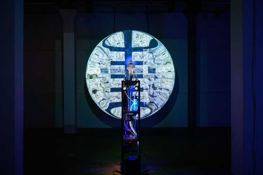Michel Winterberg, Traces of the Ephemeral Code, 2026, Michel Winterberg, Drifting Futures, Galerie für Gegenwartskunst E-WERK, Freiburg im Breisgau, 2026. Courtesy: the artist and Galerie für Gegenwartskunst E-WERK. Photo: Marc Doradzillo