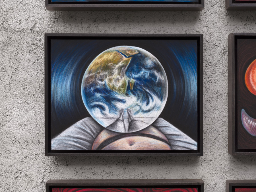 Exhibition view Emma Jung & Rebecca Ackroyd «Tage und Nächte», Cabaret Voltaire 2025; Rebecca Ackroyd, The World as I see it (Series) (detail), 2022–ongoing. Photo: Cedric Mussano. Courtesy: the artist.