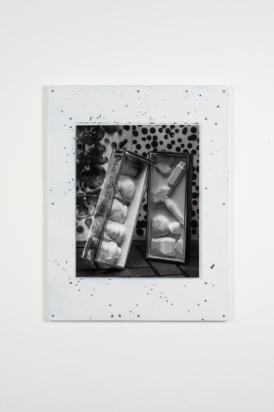 Stefan Burger, The Gold collection, 2025, Silver gelatin print, enameled steel plate , acrylic glass, 85 x 65 cm