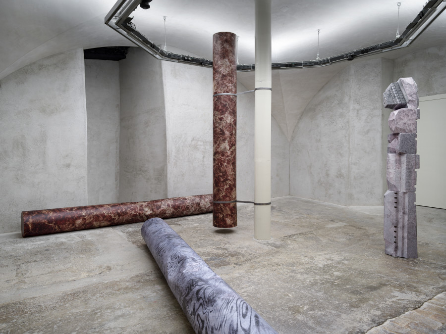 Exhibition view Ceylan Öztrük «Pink Tabula Rasa», Cabaret Voltaire 2023. Photo: Cedric Mussano.