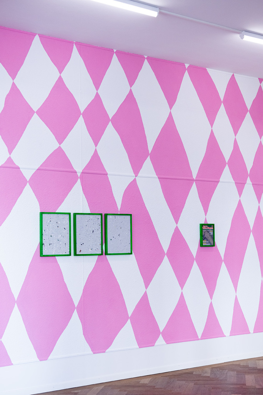 Installation view, Felix Stöckle, PINK HAWK DOWN, KRONE COURONNE, 2024. Credit © Jerlyn Heinzen
