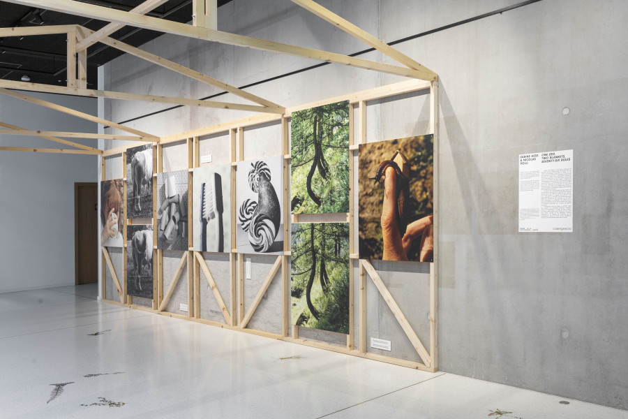 Installation view, Sabine Hess & Nicolas Polli, One Bed, Two Blankets, Seventy-Six Rules, Maison de l'enfance et de l'adolescence, Centre de la photographie Genève, 2025. Photo credit: Aix Golay