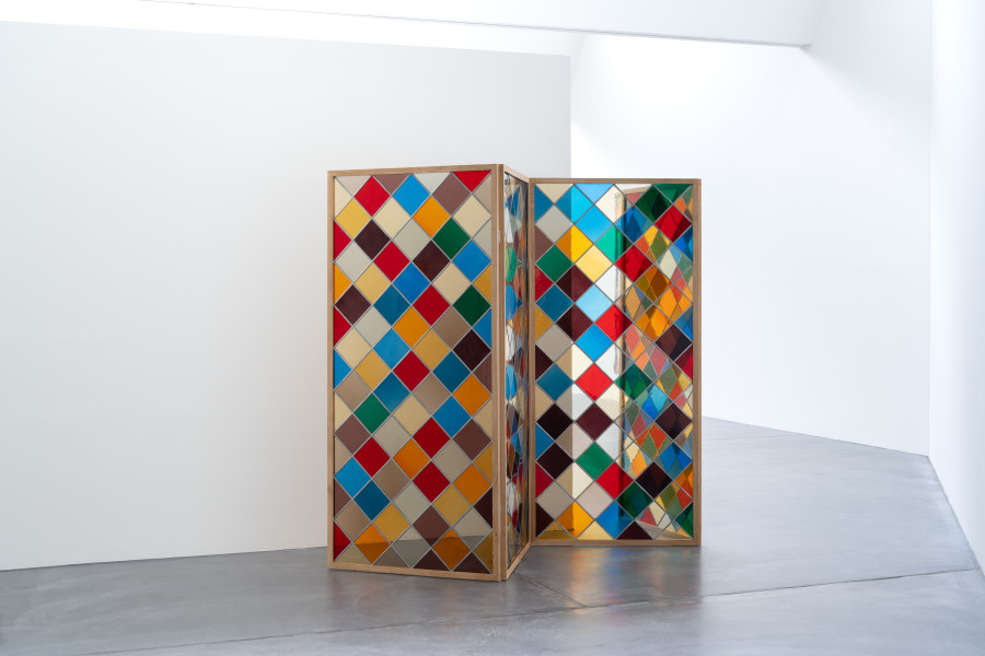 Exhibition view, Karim Noureldin, Tara, von Bartha, 2025, view on, Linr, 2025. Photo: Finn Curry / von Bartha. Courtesy of the artist and von Bartha