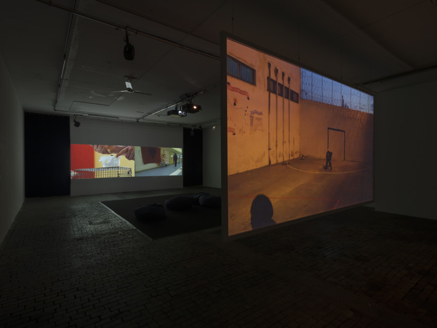 Exhibition view of Re/member Your House with the project the AfroGreeks by Døcumatism and a solo show by Menelaos Karamaghiolis at Centre d’Art Contemporain Genève (November 1st‒December 23, 2023). © Centre d’Art Contemporain Genève. Photo: Julien Gremaud