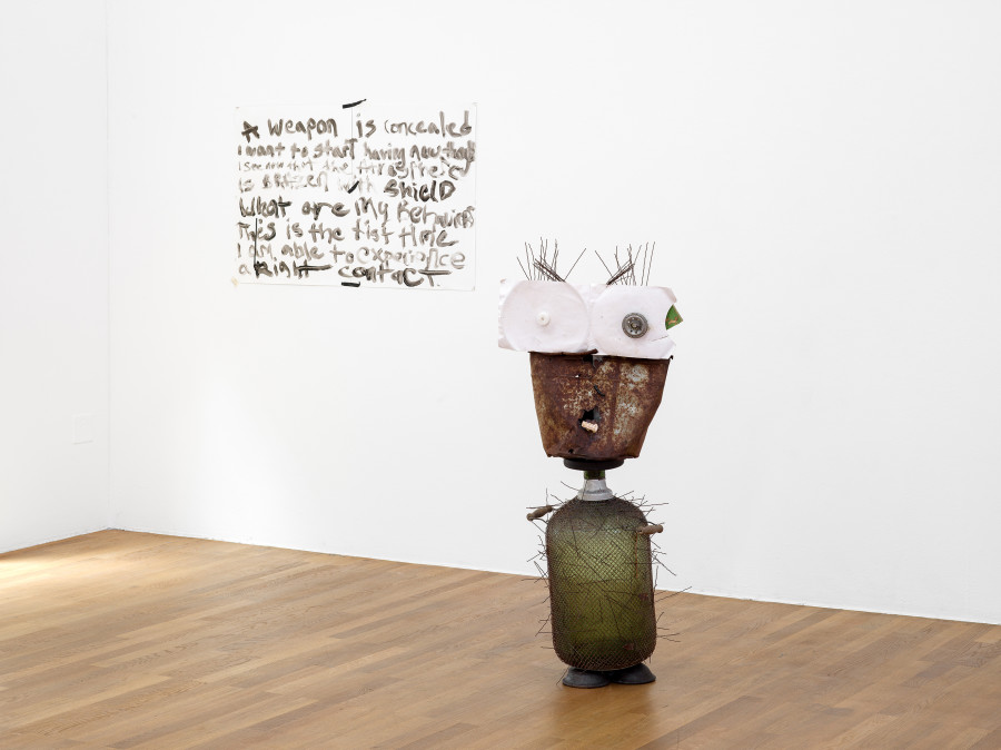 LA Timpa, Adij (Cut out), 2025 & Felix, 2025, in I Got A New Joint: What I Should’nt Do With The Money, Kunsthalle Winterthur, 2025. Photo: Cedric Mussano. Courtesy of Kunsthalle Winterthur.