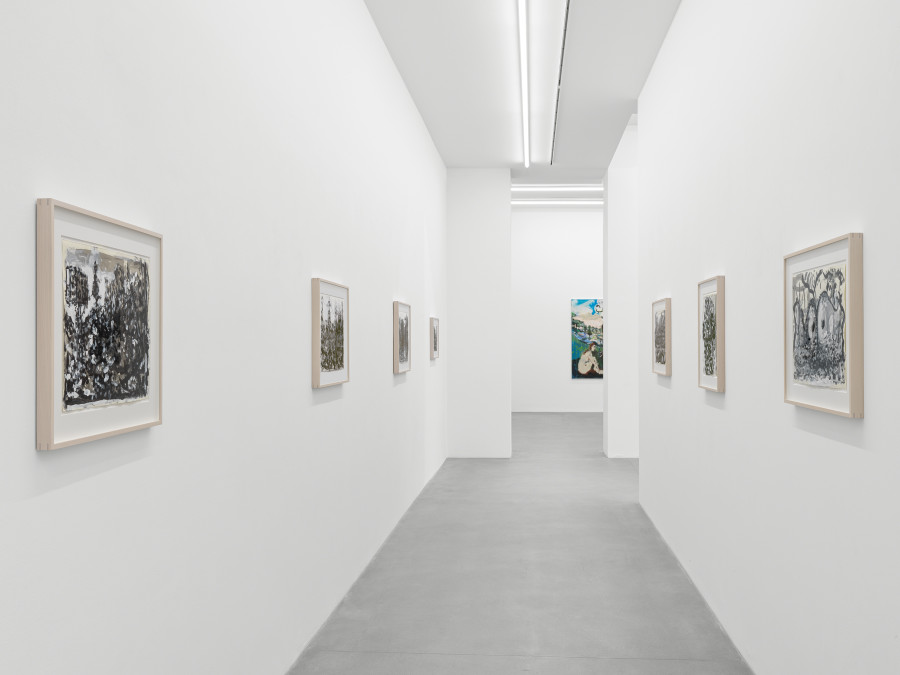 Installation view, Verne Dawson, Fête Galante, Galerie Eva Presenhuber, Zurich, Waldmannstrasse, 2023 © Verne Dawson Courtesy the artist and Galerie Eva Presenhuber, Zurich / New York / Vienna Photo: Stefan Altenburger Photography, Zürich