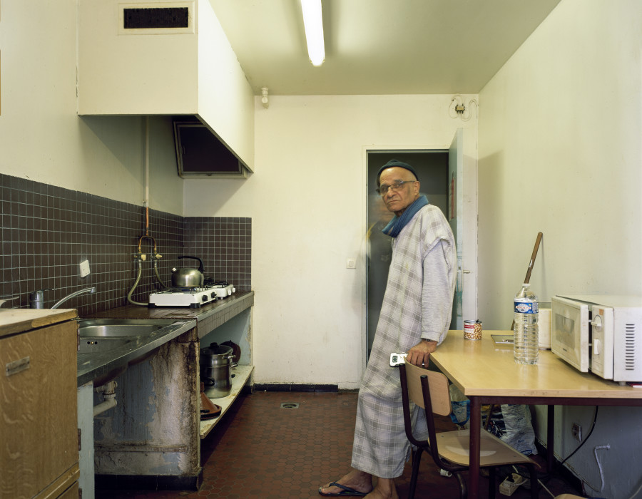 La vie ici, Foyer Adef, 82 rue de Saint-Denis, Saint-Ouen, January 7, 2020 - November 6, 2021 (in the months preceding its destruction to make way for the athletes' village of the Olympic Games Paris 2024). 50 inkjet prints behind glass, each 20 x 25 cm, Ed. 1/3 + 2 AP