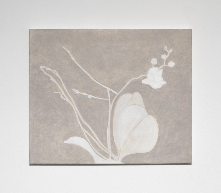 Melanie Akeret, Dekorationsmalerei (Grau), 2022, Acrylic and oil on canvas, 50 x 60 cm. Photo credit: Flavio Karrer