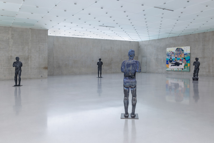 Małgorzata Mirga-Tas, Tełe Ćerhenia Jekh Jag, Exhibition view first floor Kunsthaus Bregenz, 2025. Photo: Markus Tretter. © Małgorzata Mirga-Tas, Kunsthaus Bregenz. Courtesy of the artist, Foksal Gallery Foundation, Warsaw, Frith Street Gallery, London, Karma International, Zurich