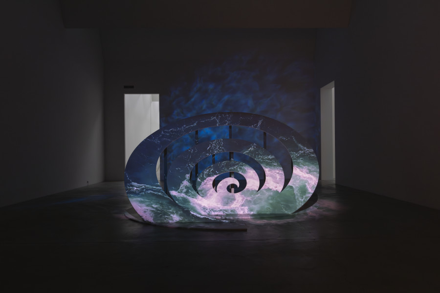 Tony Oursler, evo/devo, 2025, Artwork: evo/devo, 2025. Exhibition view, Tony Oursler, Hoisted from the Pit, Kunst Museum Winterthur, 2025. Photo: Reto Kaufmann