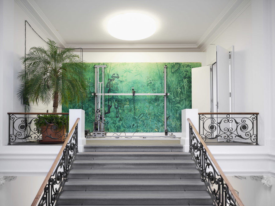 Bagus Pandega and Kei Imazu, Artificial Green by Nature Green v.5, installation view, in: Bagus Pandega, Sumber Alam, Kunsthalle Basel, 2025, photo: Philipp Hänger / Kunsthalle Basel