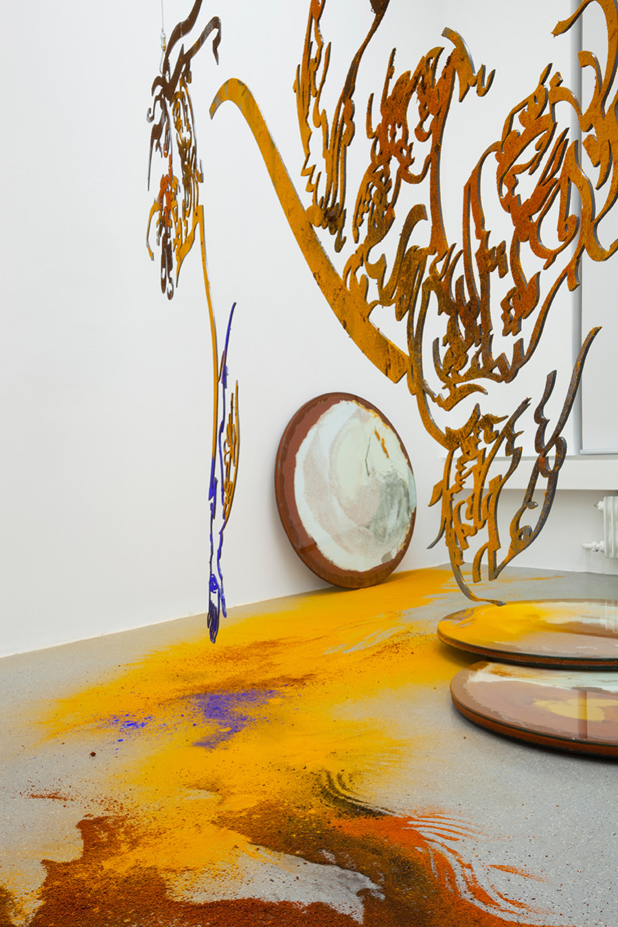 Monia Ben Hamouda, Installation view (detail) from the solo show The Eye, the Hands, the Lunacy of Lunar Sightings, curated by Anissa Touati, jevouspropose, Zurich, 2022. Courtesy of the artist and ChertLüdde, Berlin