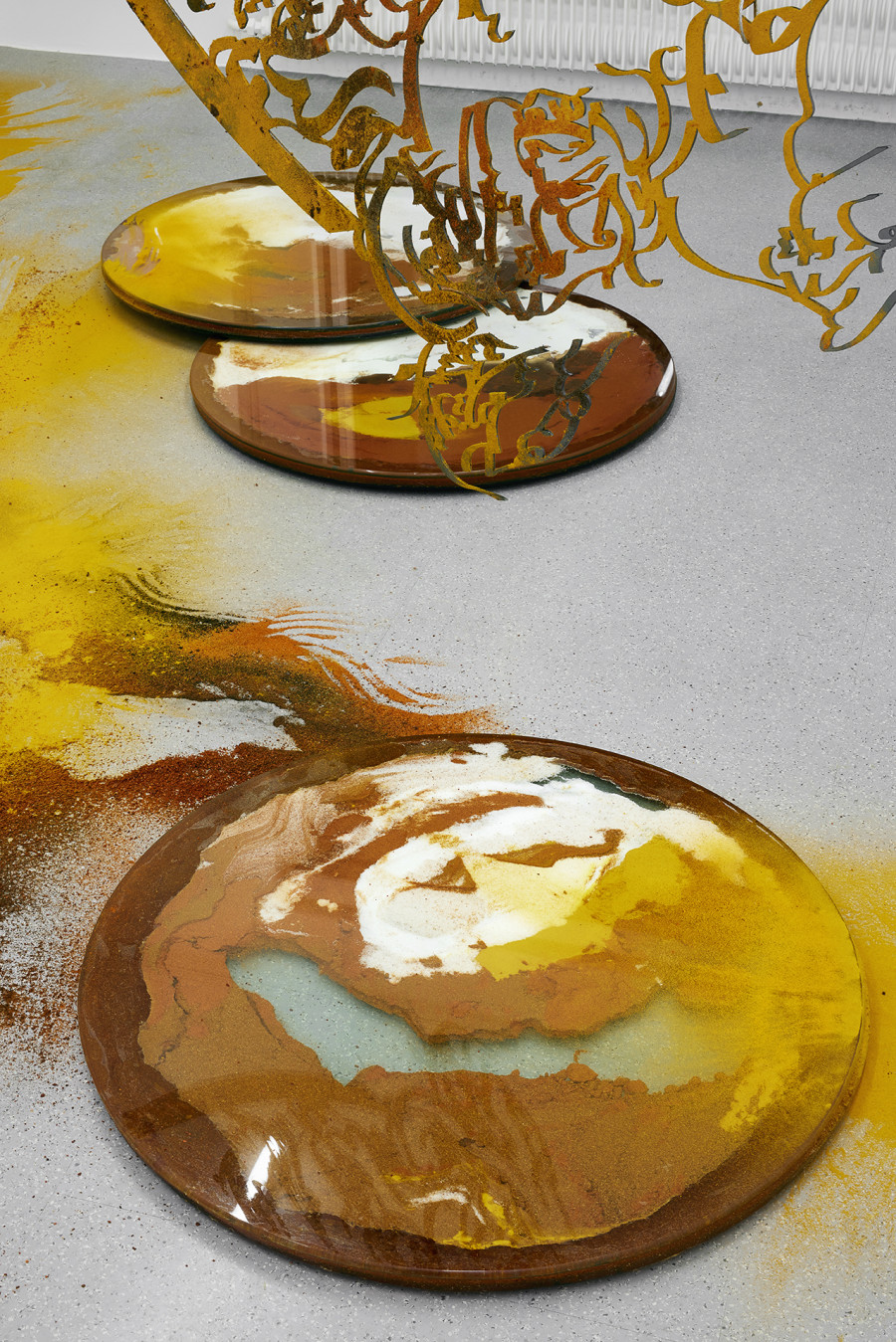 Monia Ben Hamouda, Installation view (detail) from the solo show The Eye, the Hands, the Lunacy of Lunar Sightings, curated by Anissa Touati, jevouspropose, Zurich, 2022. Courtesy of the artist and ChertLüdde, Berlin. Photo: Hannes Heinzer