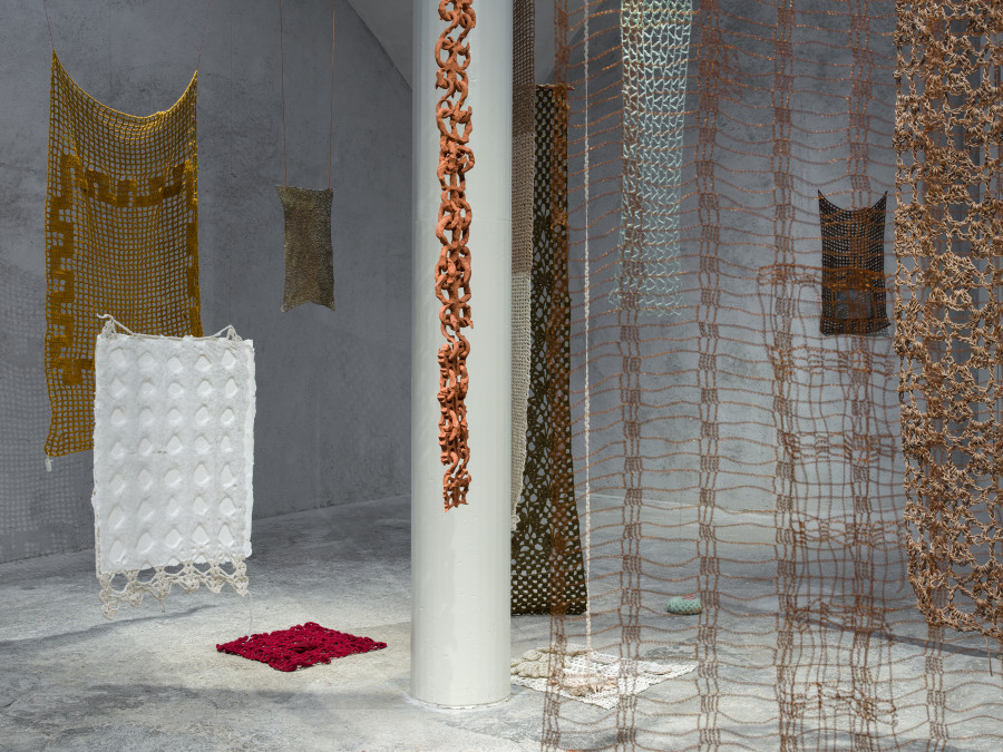 Exhibition view «nudos de tiempo» by ektor garcia, mixed media installation, Cabaret Voltaire 2022. Photo: Cedric Mussano. Courtesy: the artist