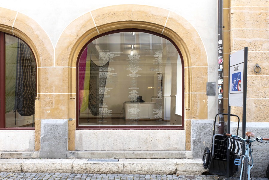 Lara Dâmaso, a score for various paths to a polyphony, 2022. Vinyl foil on window. Credit photo: © James Bantone