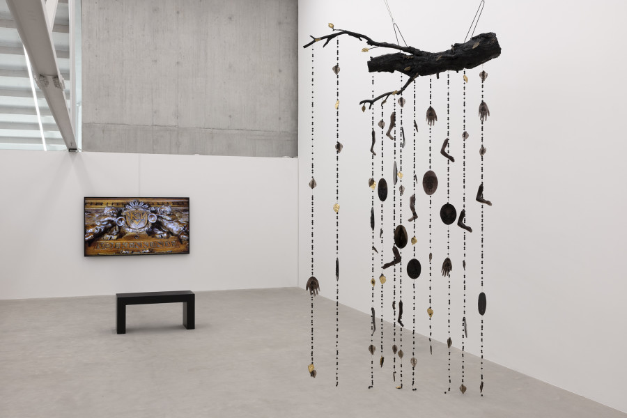 Naufus Ramírez-Figueroa: Mimesis of Mimesis, 2016. HD 1-Kanal Video, Loop, Edition: 5 + 1 AP. Esquisúchil, 2022. Courtesy of the artist, Proyectos Ultravioleta, Guatemala City and Sies + Höke, Düsseldorf. Ausstellungsansicht / Installation view Kunsthaus Baselland 2025. Foto / Photo: Gina Folly