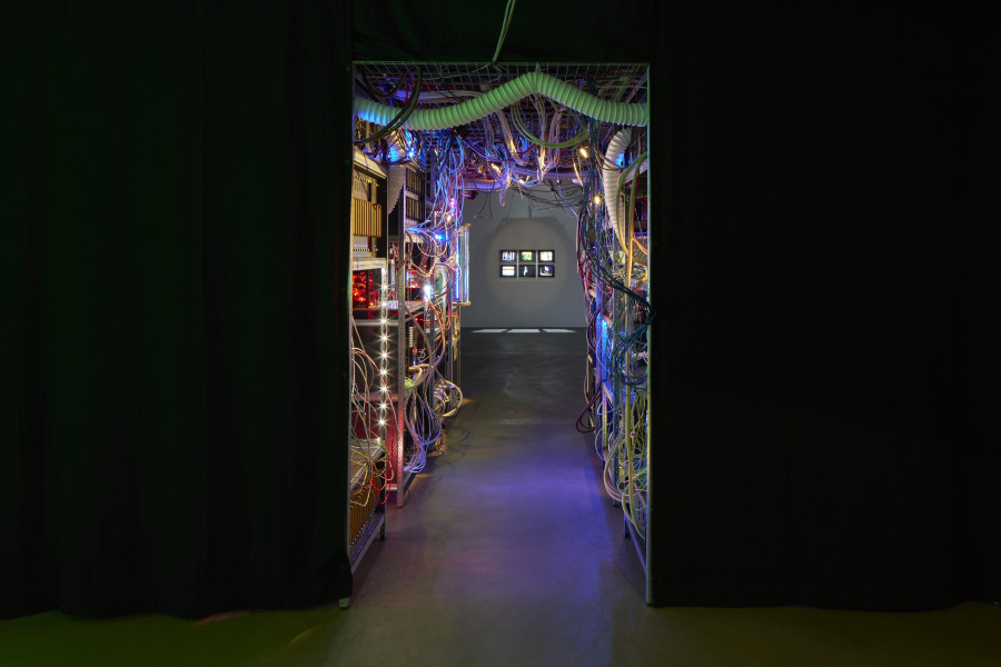Exhibition view, [ a n y m a ] Michael Egger, Feedback Follies, Kunsthalle Friart Fribourg, 2024. Photo: Guillaume Python. Courtesy of the artist and Kunsthalle Friart Fribourg