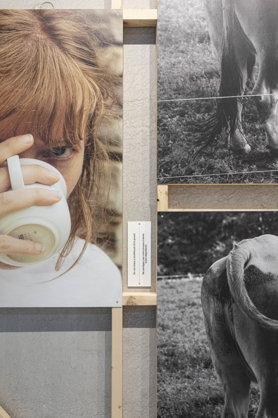 Installation view, Sabine Hess & Nicolas Polli, One Bed, Two Blankets, Seventy-Six Rules, Maison de l'enfance et de l'adolescence, Centre de la photographie Genève, 2025. Photo credit: Aix Golay