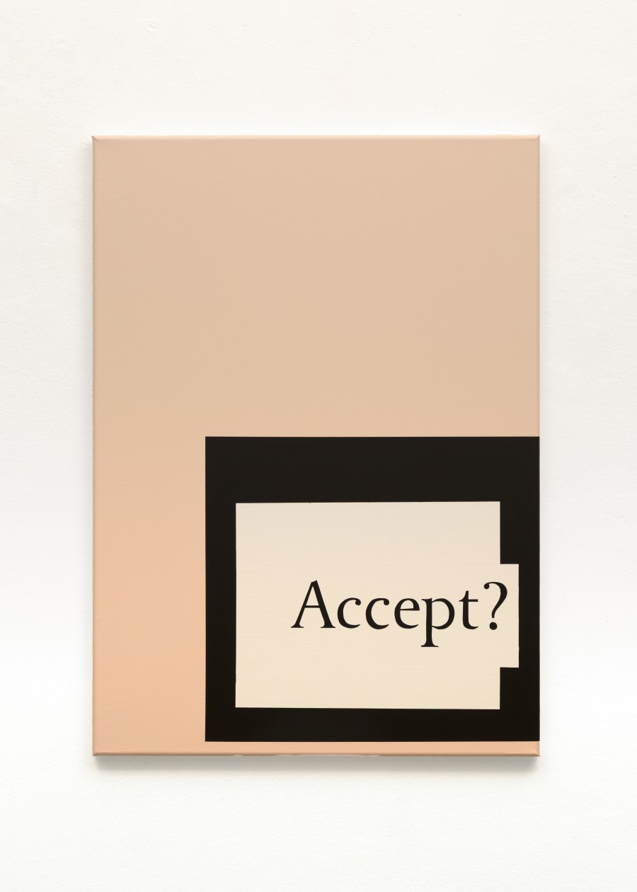 Andreas Hochuli, Accept, 2025, acrylic on canvas, 70 x 50 cm. Galerie Heinzer Reszler, 2026. Courtesy of the artist and the gallery