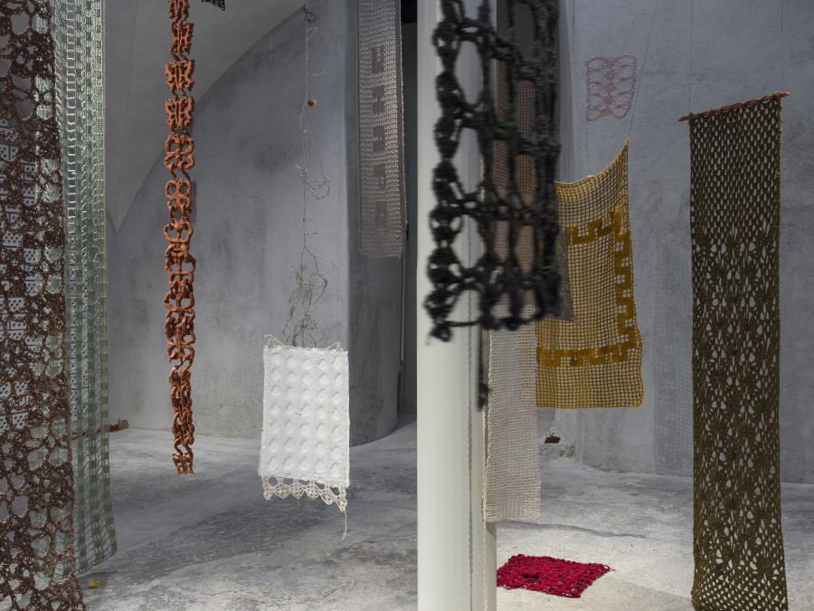 Exhibition view «nudos de tiempo» by ektor garcia, mixed media installation, Cabaret Voltaire 2022. Photo: Cedric Mussano. Courtesy: the artist