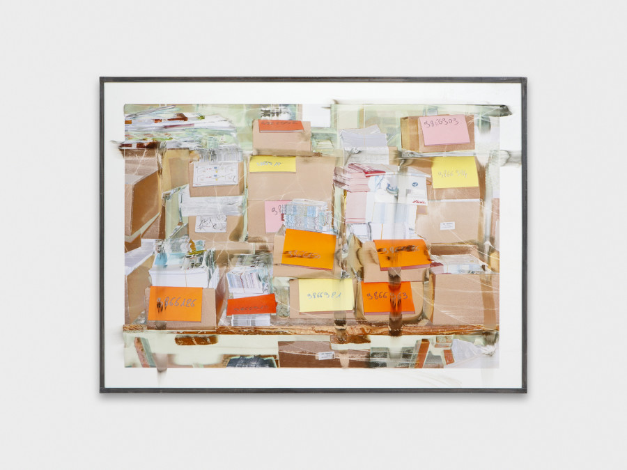 Jean-Vincent Simonet, The archive (heirloom), 2022, Inkjet print on plastic foil, fingertips intervention, handmade lead frame, anti-reflective glass, 31 × 42cm. Photography: Philipp Rupp / Julien Gremaud. Courtesy of Sentiment and the artist
