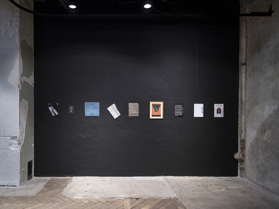 Exhibition view «Poetry for Revolutions», Cabaret Voltaire 2023, with manifestos by Ramaya Tegegne, Michèle Graf & Selina Grüter, RM, MigrArt/DACZ (Deniz Damla Uz & Niştiman Erdede), Ceylan Öztrük, Industria Indipendente, Ursula Biemann, Ivona Brđanović, Guerreiro do Divino Amor. Photo: Cedric Mussano.