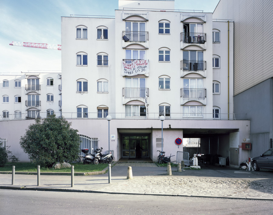 La vie ici, Foyer Adef, 82 rue de Saint-Denis, Saint-Ouen, January 7, 2020 - November 6, 2021 (in the months preceding its destruction to make way for the athletes' village of the Olympic Games Paris 2024). 50 inkjet prints behind glass, each 20 x 25 cm, Ed. 1/3 + 2 AP