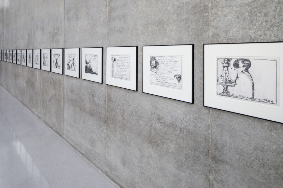 Günter Brus, Cioranische Vesper, 1981, Exhibition view third floor Kunsthaus Bregenz, 2024. Photo: Markus Tretter. Courtesy of the artist. © Günter Brus, Kunsthaus Bregenz
