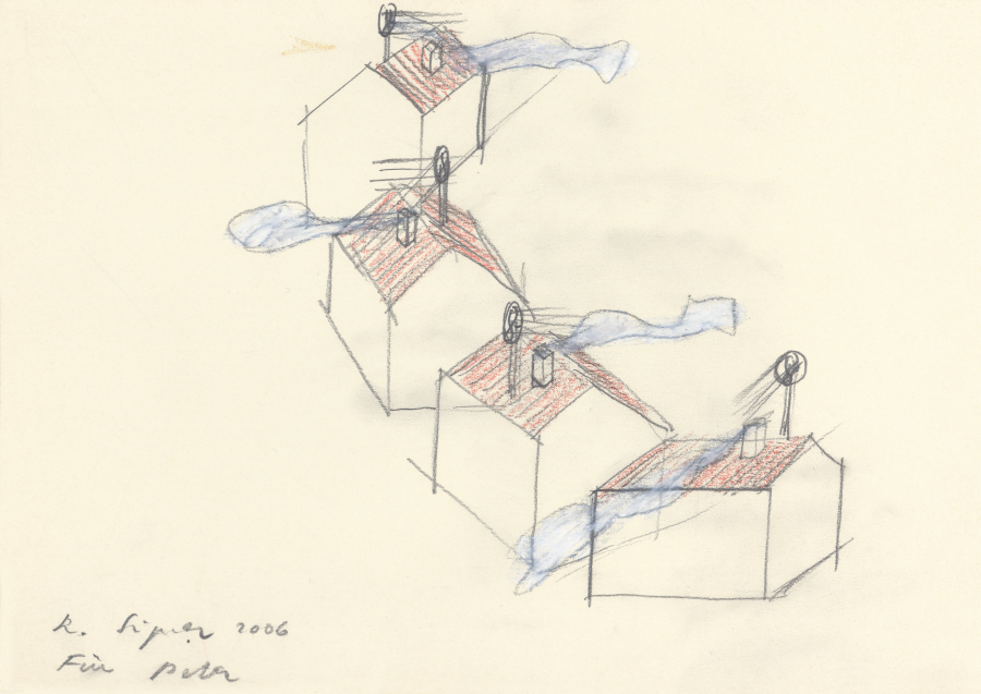 Roman Signer, Skizze zu einer Skulptur (Zwei Ventilatoren), 2004, © Roman Signer