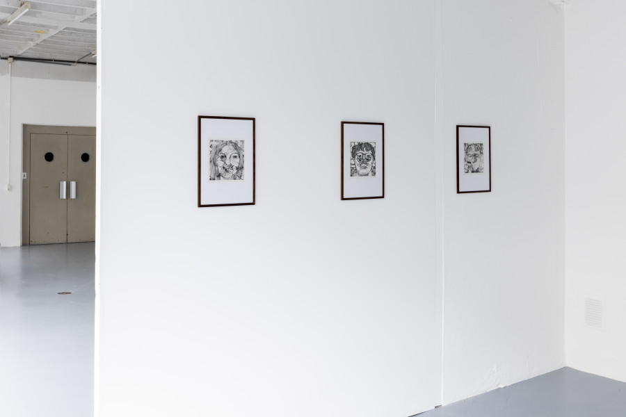 Elias Njima. Installation view: Ahmed / Eau forte / 19,5 x 18 cm / 2023. Muriel / Eau forte / 19,5 x 18,5 cm / 2024. Nabila / Eau forte / 19 x 20 cm / 2023.IPhoto credits: @coucoustudio.ch — A.Zermatten. Courtesy of the artist.