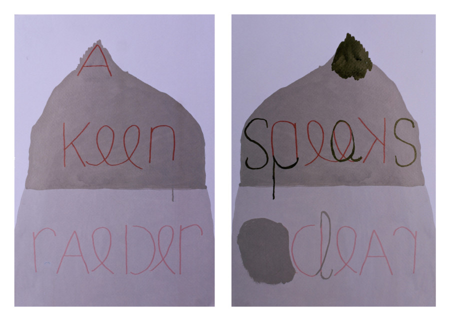 Katja Mater, A Keen Raeder / Speaks Clear, 2021, 2 C-prints framed double sided, custom made frame, 33 x 24.3 cm, Ed. 1/3 (+ 1 AP)