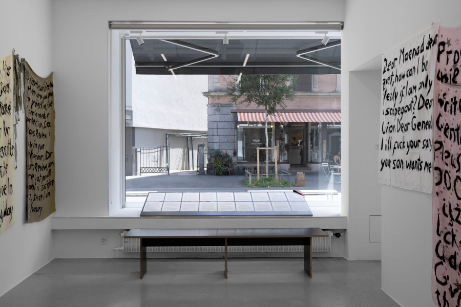 Billy Morgan, Installation view from the solo show Lackadaisies, curated by marytwo, jevouspropose, Zurich, 2025. Courtesy the artist and marytwo. Photo: marytwo, Elvira Baettig