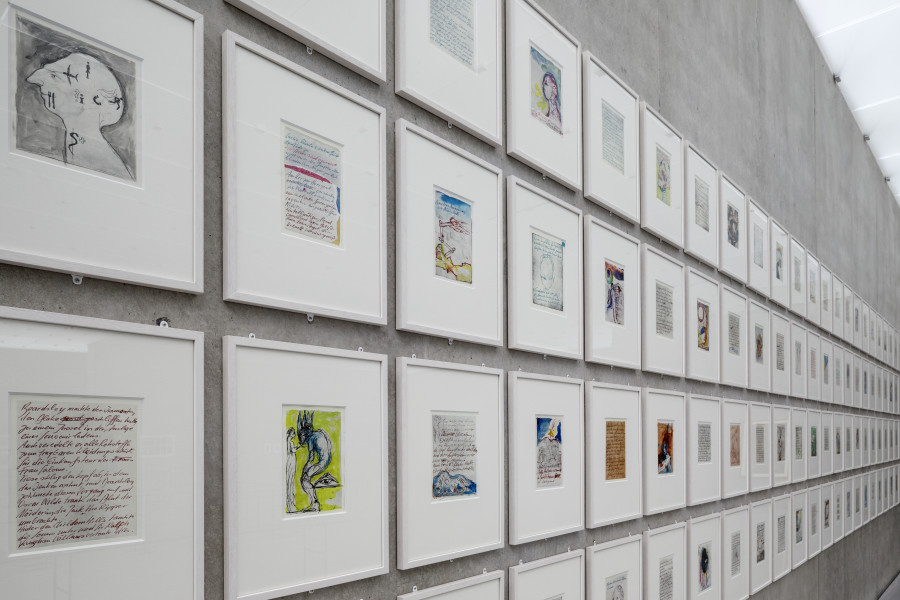 Günter Brus, William Blake, 2007/08, Exhibition view third floor Kunsthaus Bregenz, 2024. Photo: Markus Tretter. Courtesy of the artist. © Günter Brus, Kunsthaus Bregenz