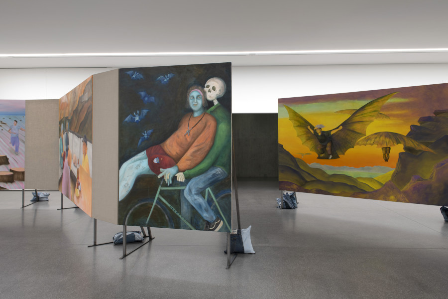 Exhibition view, Noemi Pfister, Heart on Sleeve, Manor Kunstpreis Graubünden 2025. Bündner Kunstmuseum Chur, 2025. In Your Arms, 2025 (Mitte) / Untitled, 2025  (rechts). Photo credit: Thomas Strub. © Noemi Pfister