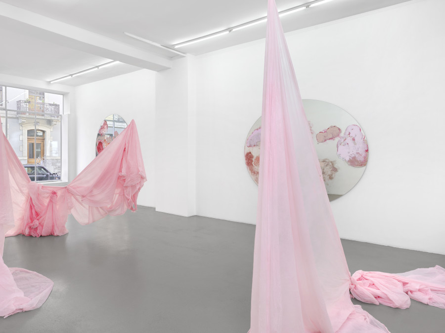 Exhibition view, Karla Black, Galerie Mezzanin, 2025. Photo credit: Annik Wetter