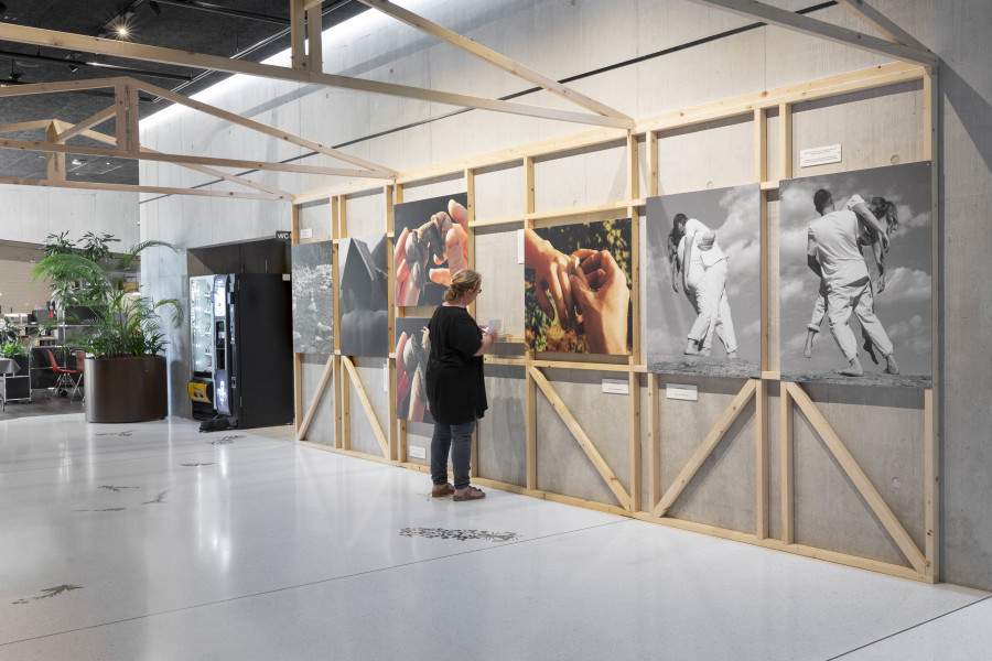 Installation view, Sabine Hess & Nicolas Polli, One Bed, Two Blankets, Seventy-Six Rules, Maison de l'enfance et de l'adolescence, Centre de la photographie Genève, 2025. Photo credit: Aix Golay